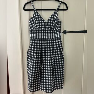Banana Republic Black and White Gingham Spaghetti-Strap Dress